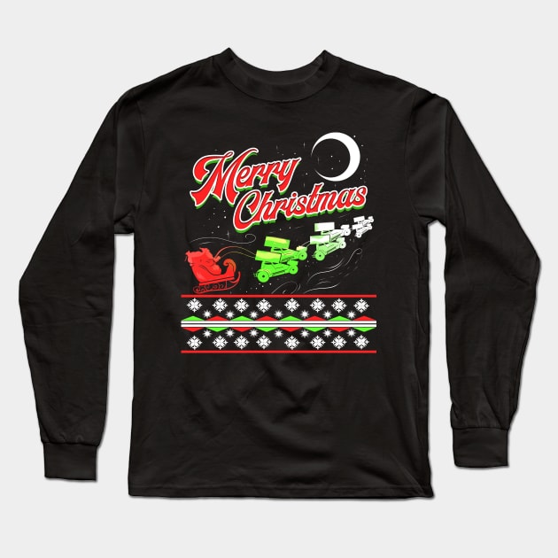 Sprint Car Racing Christmas Santa Motorsports Long Sleeve T-Shirt by ChrisselDesigns